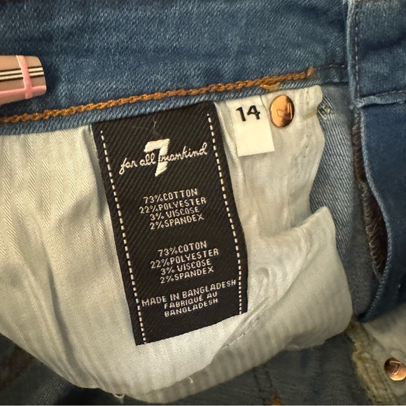 7 For All Mankind Women’s Denim Rolled Cuff Navy Jean Shorts Size 14 - Picture 6 of 7